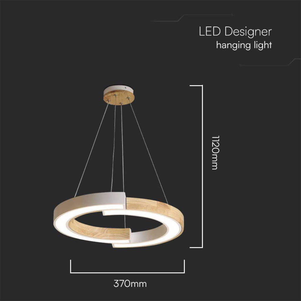 V-TAC Lampadario LED a Sospensione con 2 Mezzaluna 32W in Legno Colore Bianco 3000K V-TAC Lampadario LED a Sospensione con 2 Mezzaluna 32W in Legno Colore Bianco 3000K